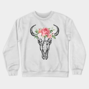 Buffalo Skull With Bouquet Crewneck Sweatshirt